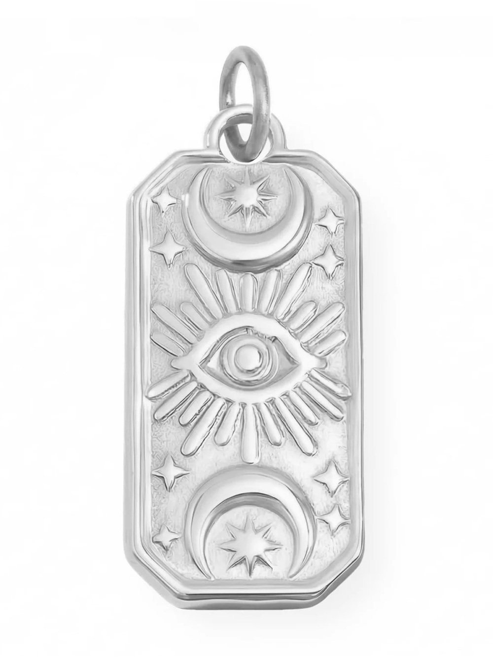 Evil Eye Charm: Stainless Steel Mystic Eye Rectangular Charm